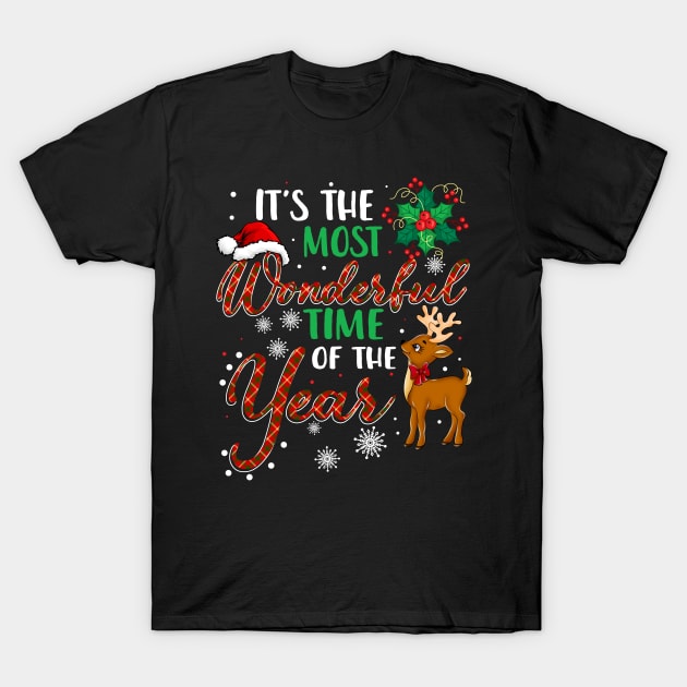 it's the most wonder time of the year Christmas Santa hat reindeer shirt - Christmas family matching shirt gift T-Shirt by TeesCircle